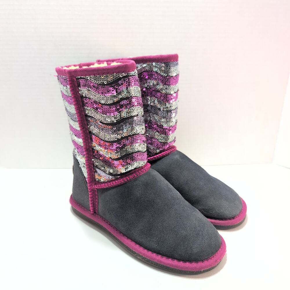 Dije California Sheepskin Suede Sequin Playful Dopamine SnowBoots Women's Sz 6